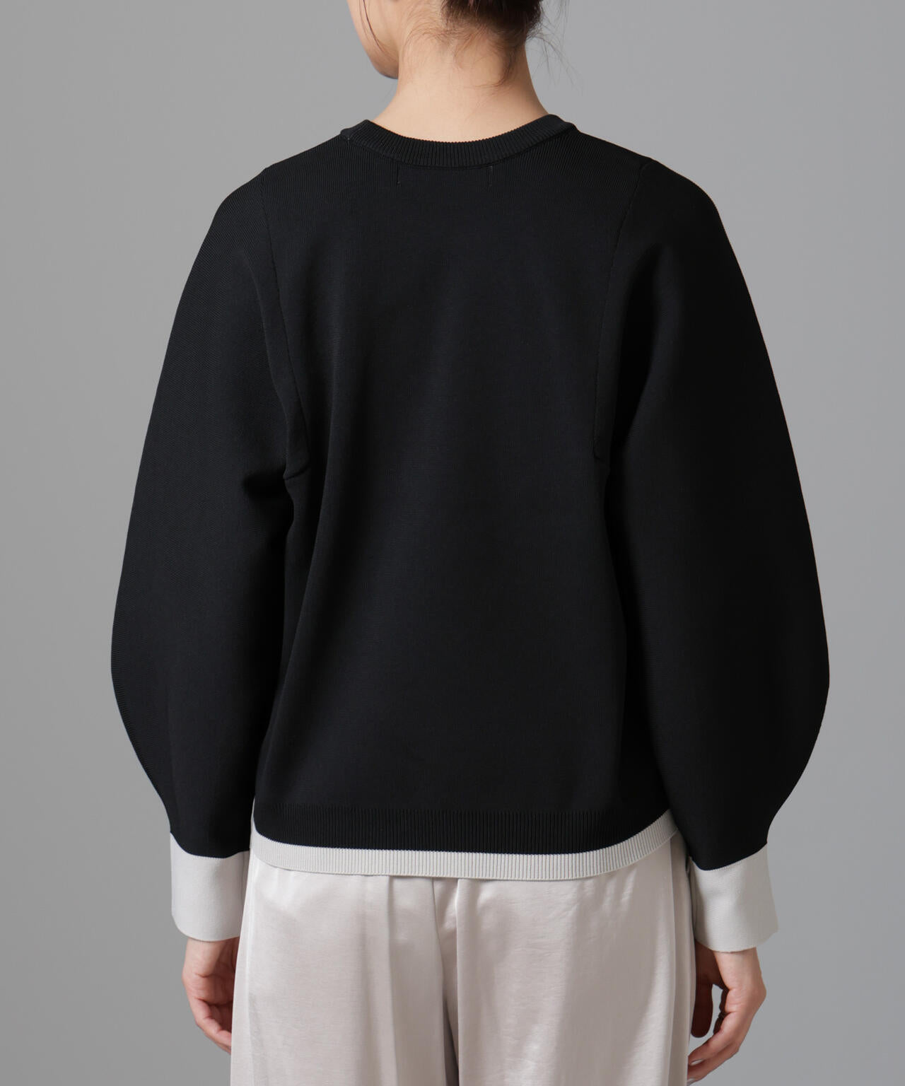 洗濯機 洗い可 軽量 バイカラー クルー ネック ニット