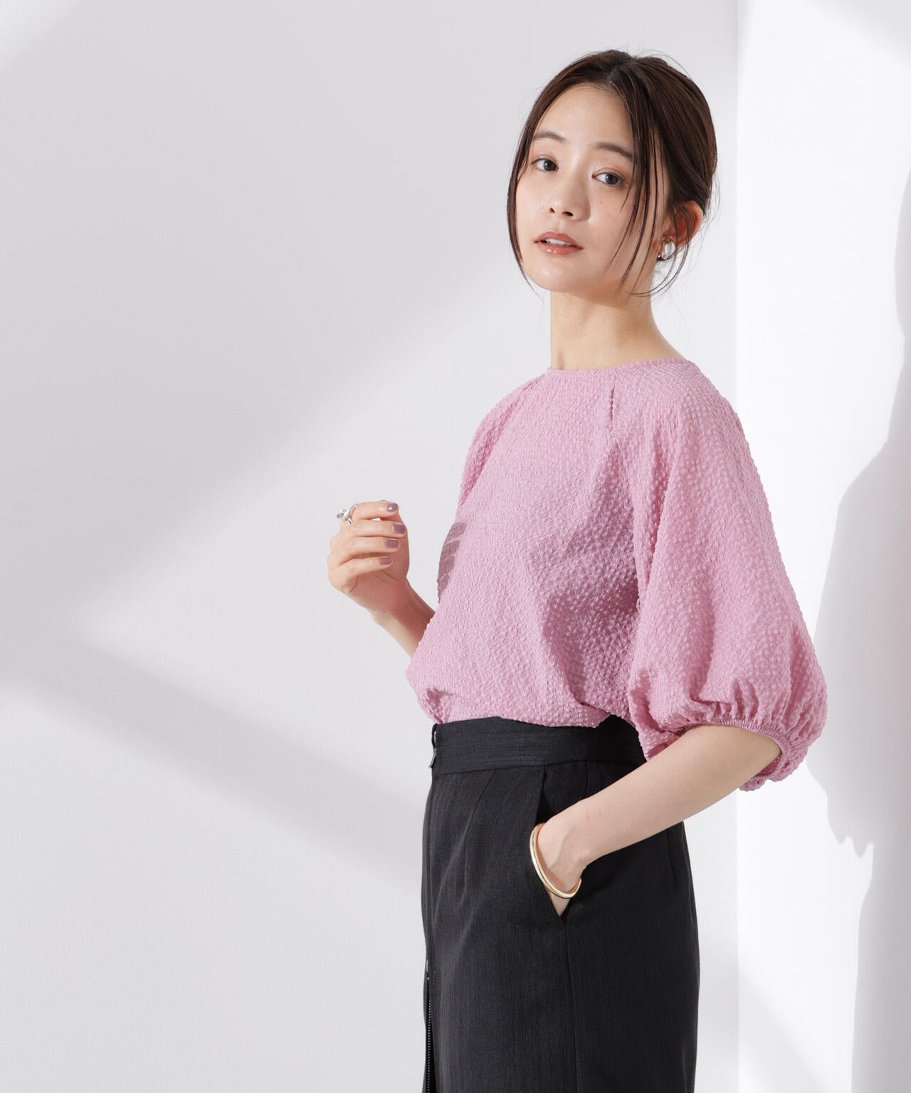 サッカー バルーンスリーブ プルオーバー ブラウス