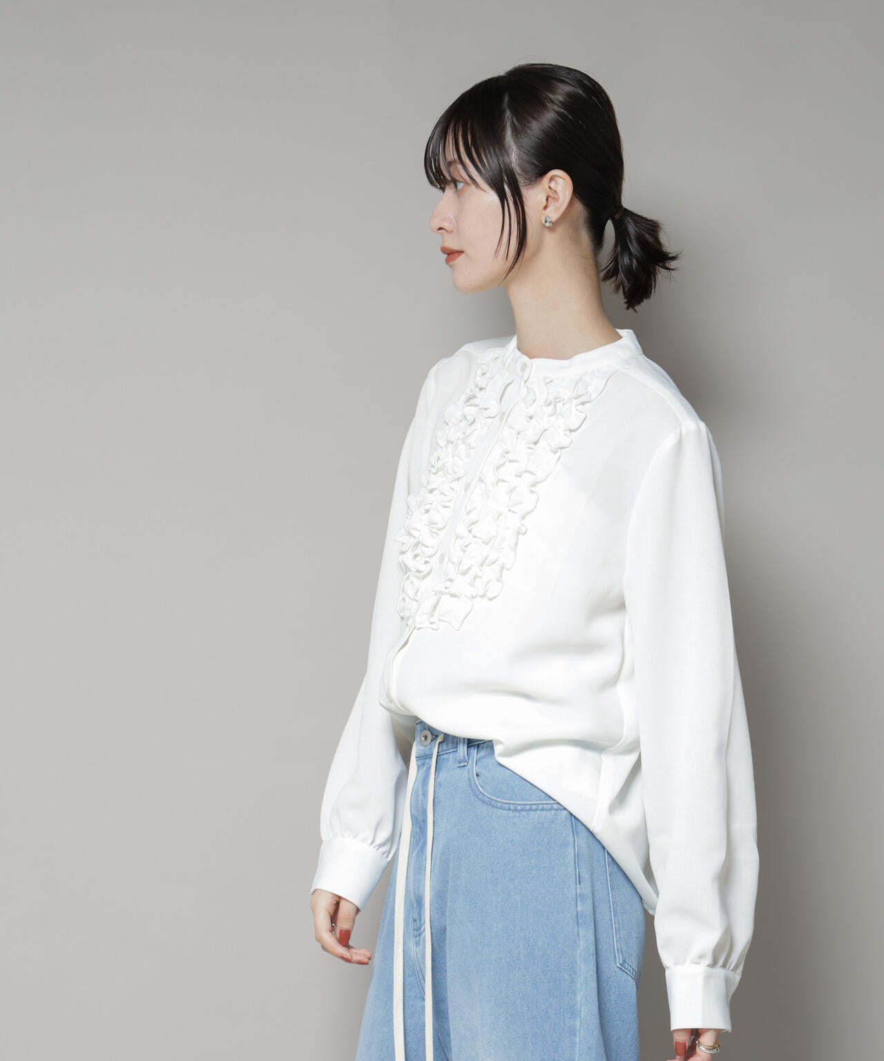 フロント フリル ブラウス