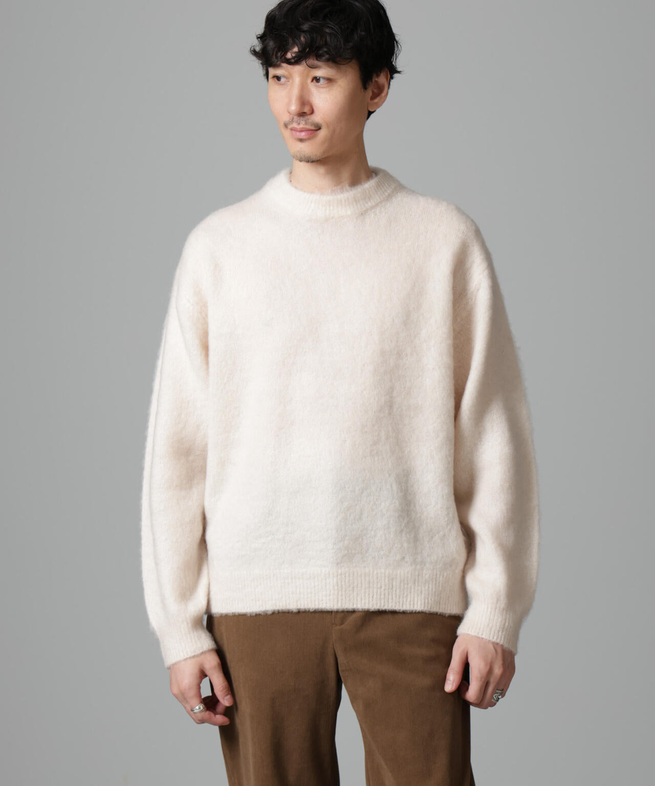 モヘヤ ブレンド 起毛 クルーネック ニット