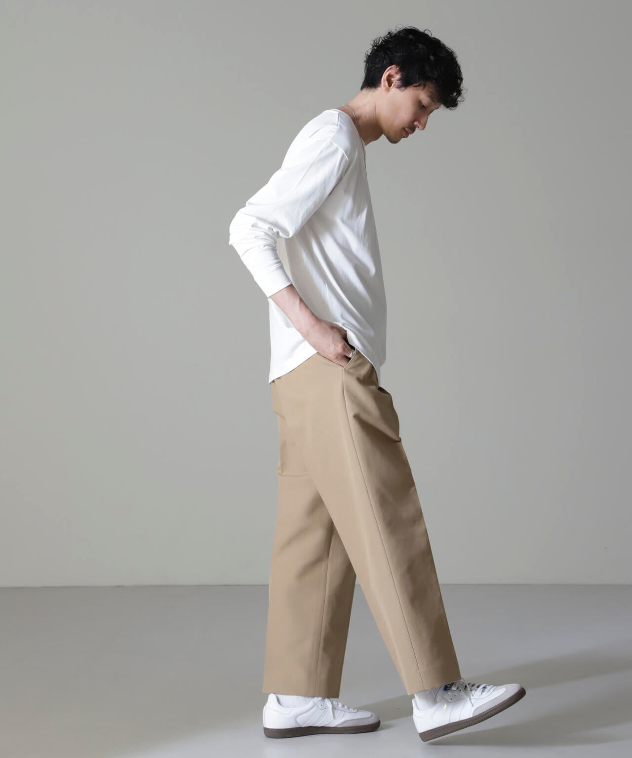 コットン ダブル クロス テーパー クロップド パンツ