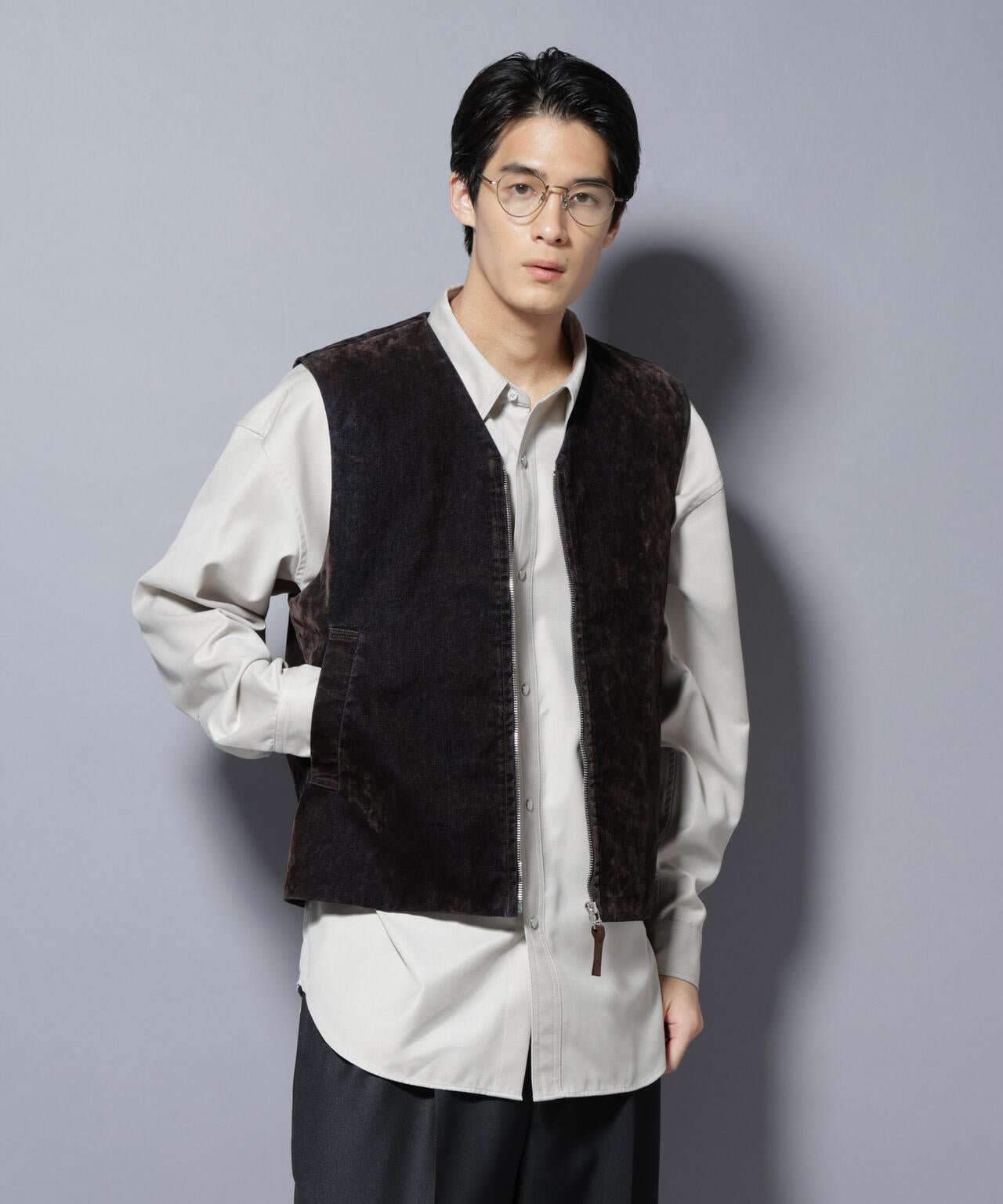フロッキーデニム ZIPベスト
