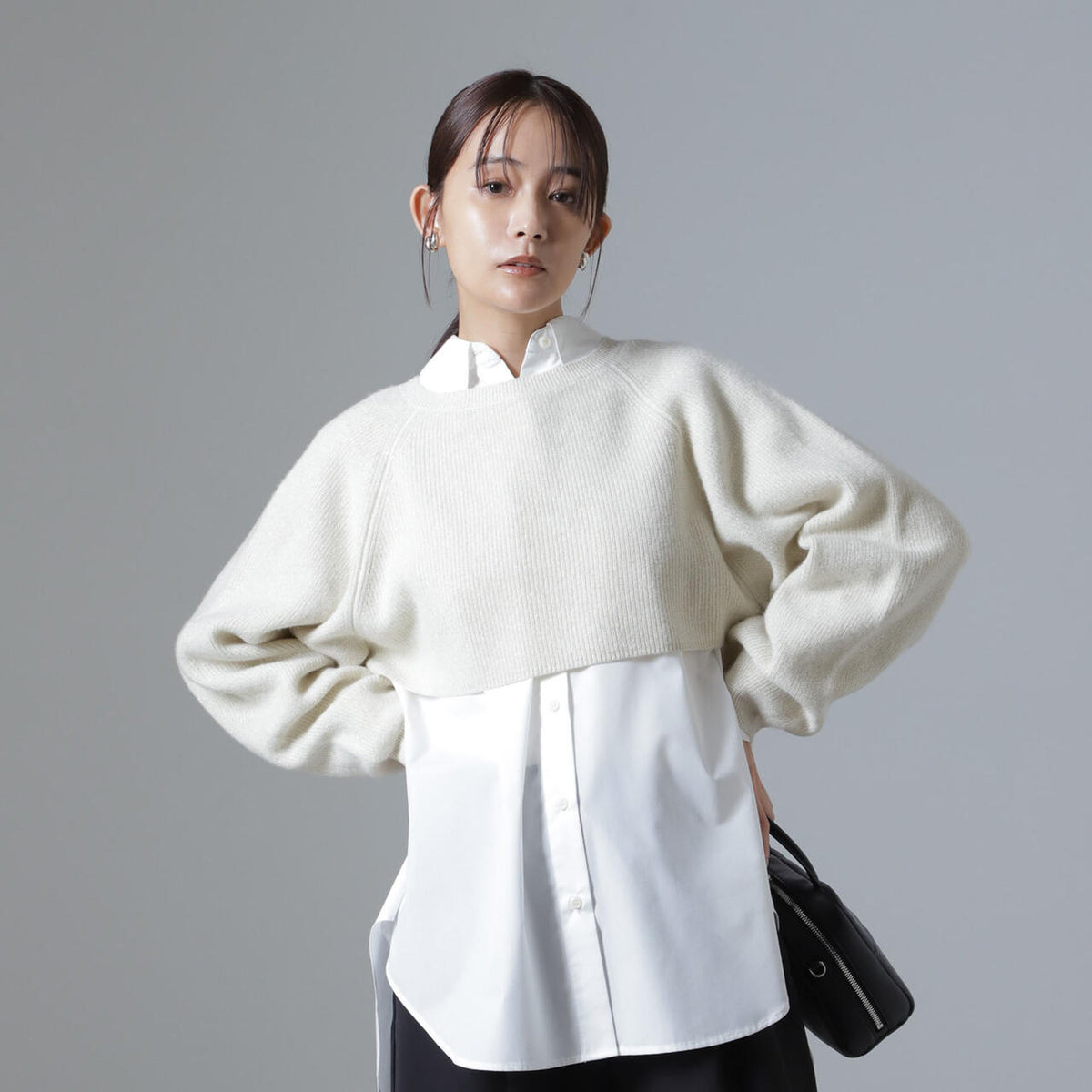 片畔 ラメ ショート ニット プルオーバー