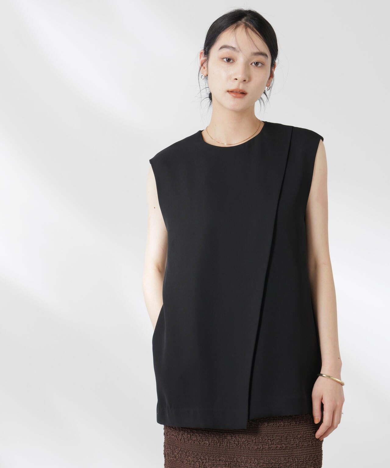 ダブルクロス フロントレイヤード ブラウス ( セットアップ 可)