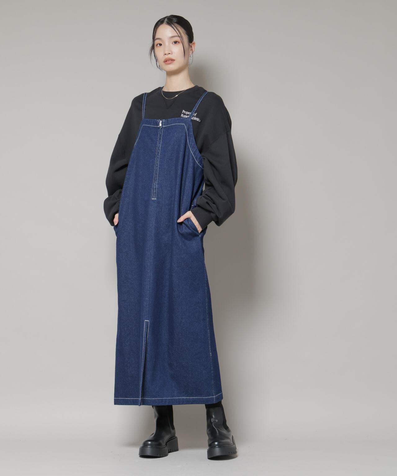 前後2way デニム キャミソール ワンピース