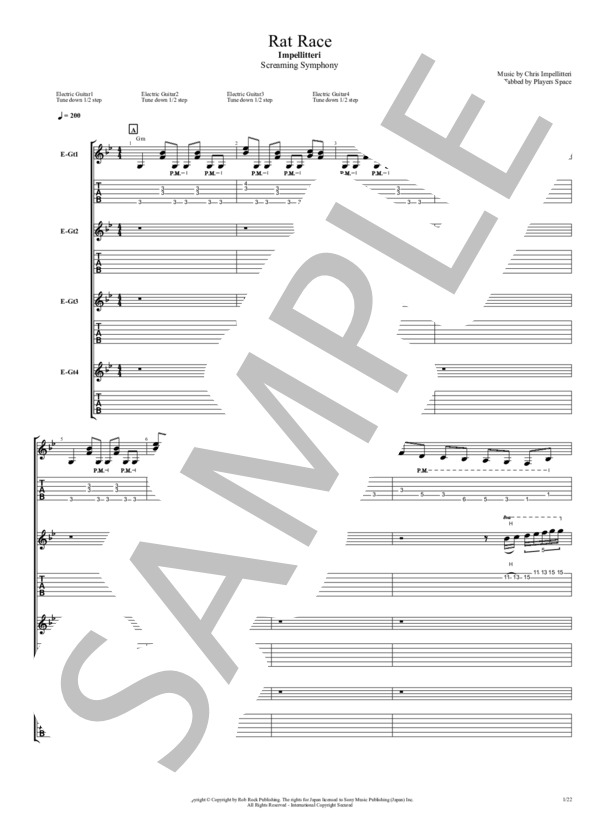 楽譜】ギター TAB譜 Impellitteri Rat Race インペリテリ ラット