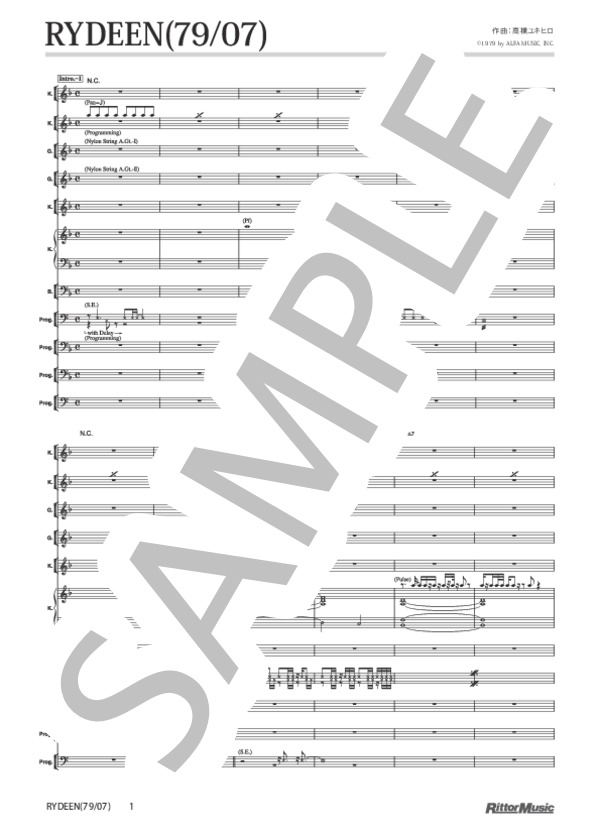 楽譜】RYDEEN 79 / 07 / イエロー・マジック・オーケストラ (バンド