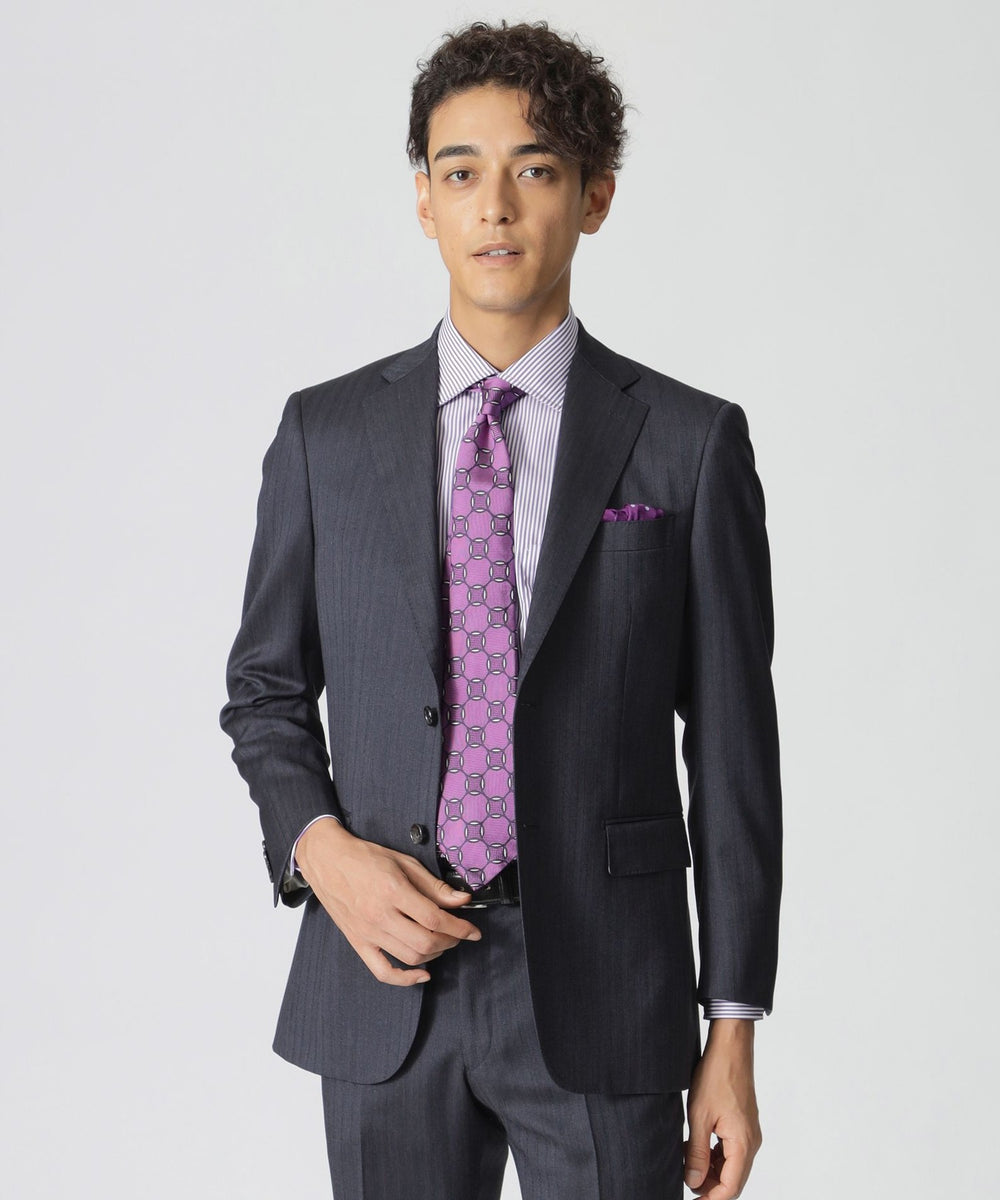 EASTGATE MODEL」 カシミヤ混スチュアーツブルーストライプスーツ