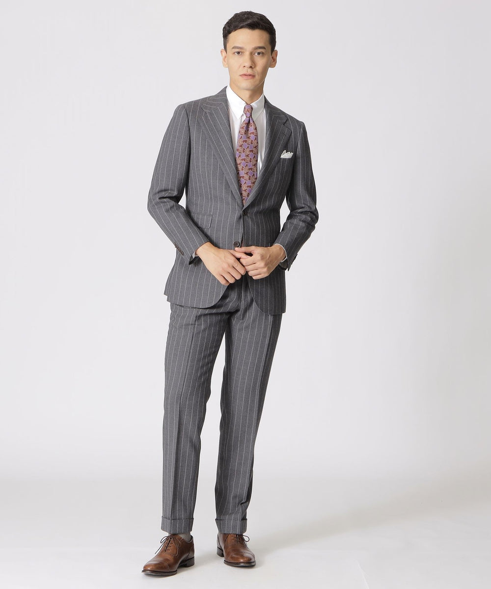 数量限定】「COLLECTION LINE」チョークストライプ柄 ワイドラペル