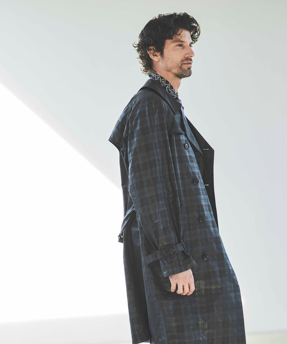 シャドーチェックダブルトレンチコート(コート)｜BAKER STREET