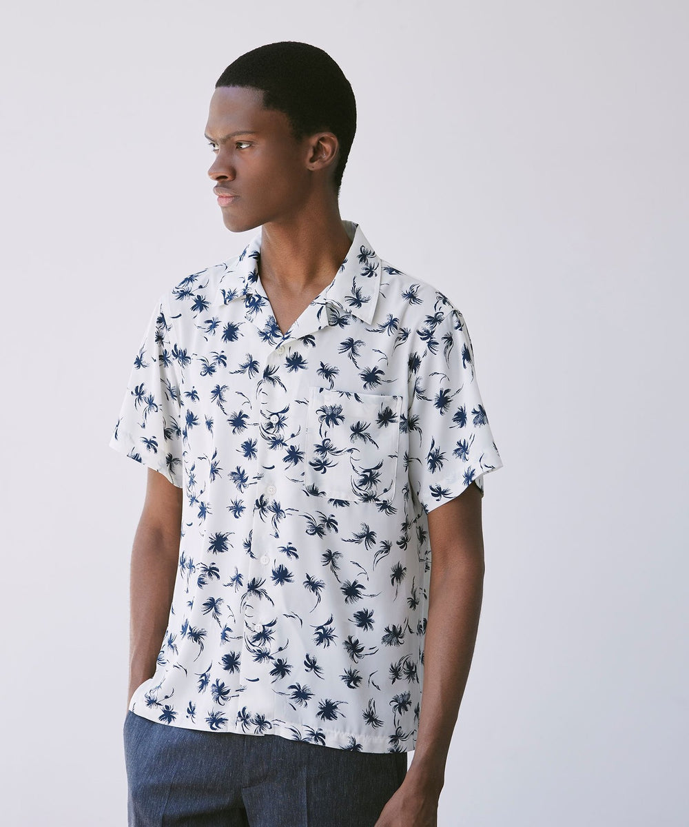 LEON掲載】プラムツリープリント半袖オープンカラーシャツ(トップス