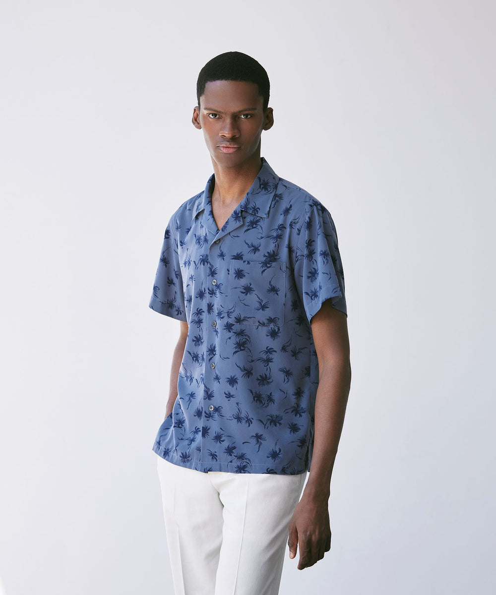 LEON掲載】プラムツリープリント半袖オープンカラーシャツ(トップス