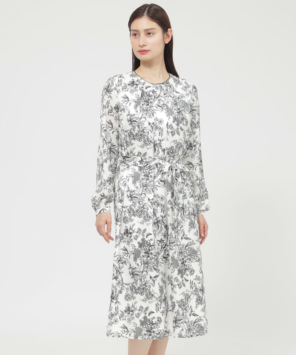 ウォッシャブル】ドローイングフラワー ワンピース(ワンピース)｜Paul