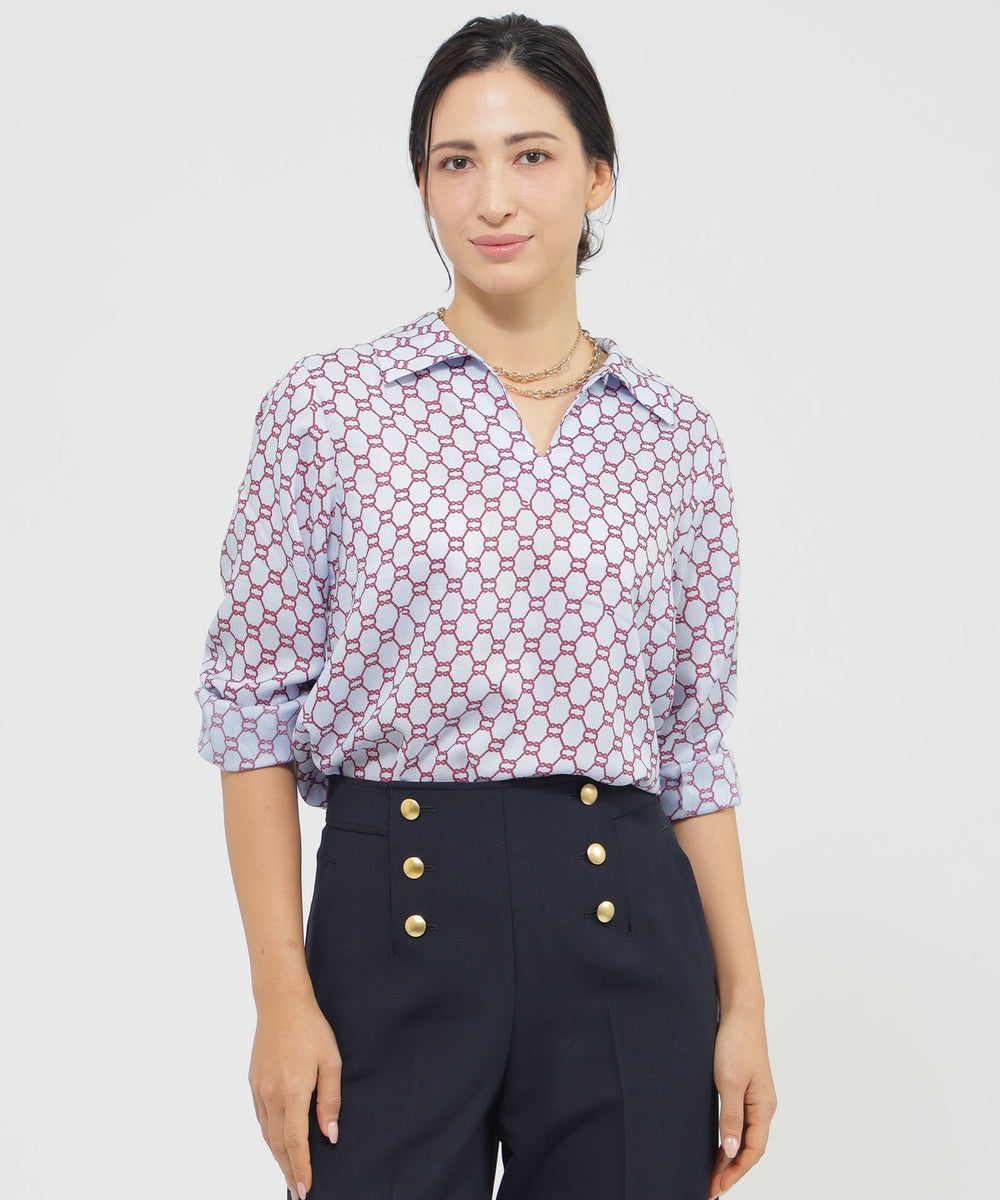 Precious掲載】【ウォッシャブル】ロープモノグラム ブラウス(トップス