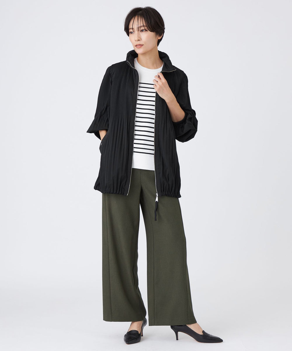 はっ水】【防風】【ウォッシャブル】ジャージープリーツアウター