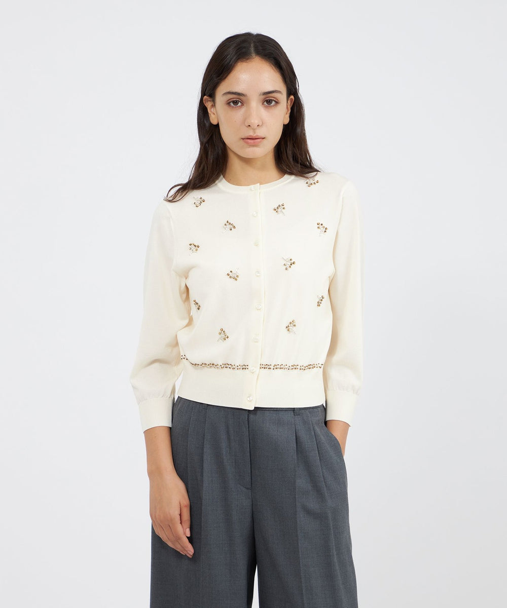 ビジューエンブロイダリー ニットカーディガン(トップス)｜EPOCA