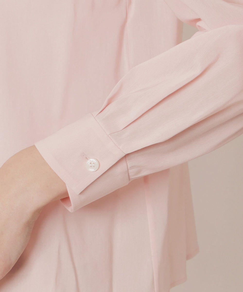 コットンナイロンボイル2WAYノーカラーボウタイブラウス(トップス