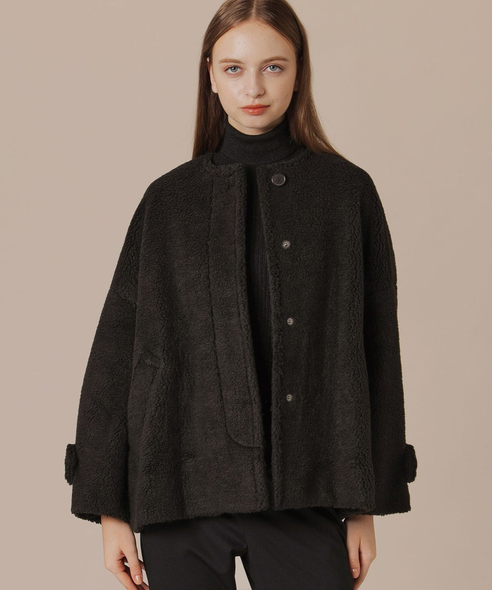 WEB・一部店舗限定】【ROSLEY/ロズリー】ウールブレンドボアノーカラー