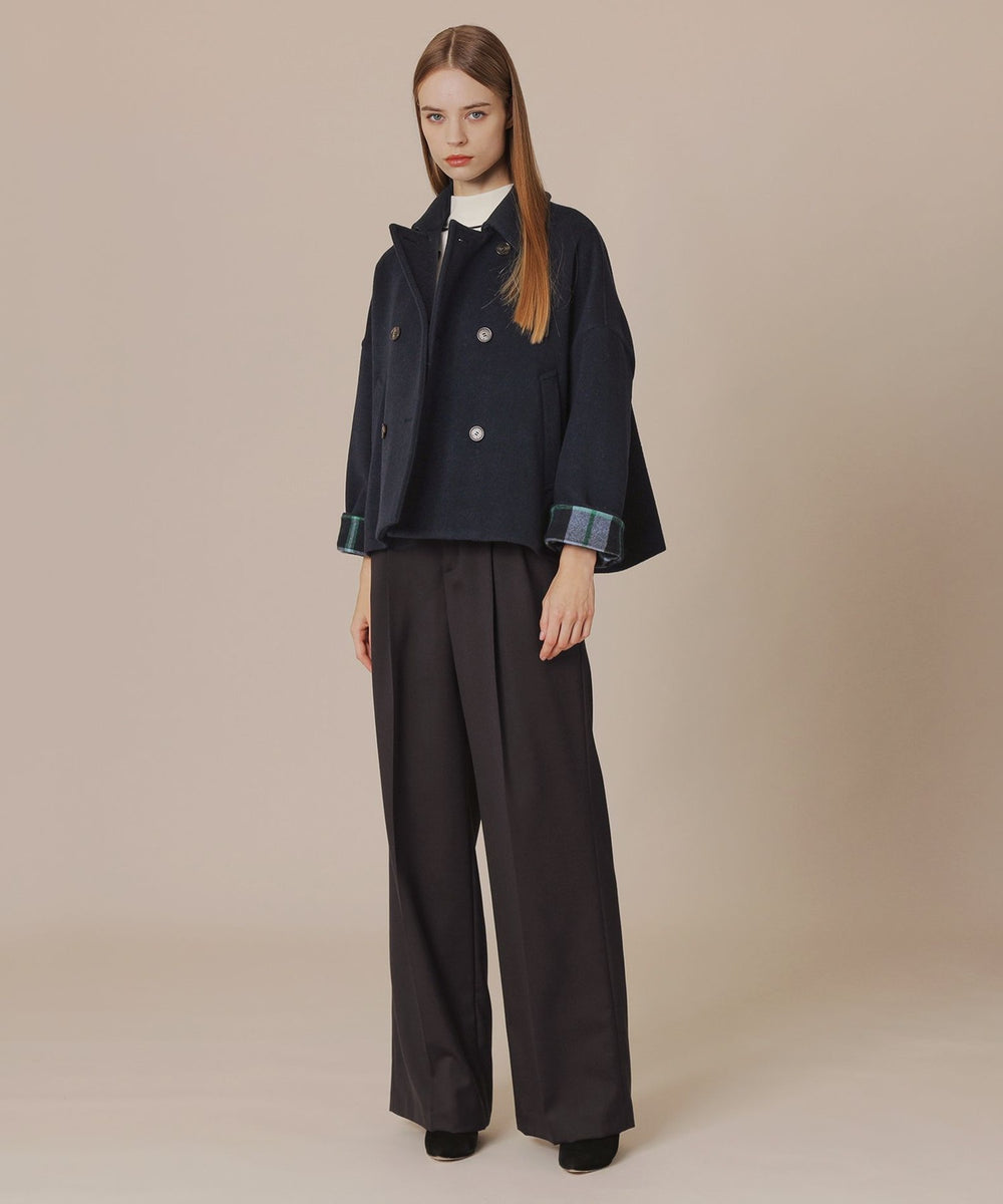 L】【FYVIE/フィビー】リーバースチェックウールコート(コート