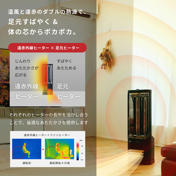 足元ファンヒーター付き 遠赤外線暖房機 にこポカ SH-FC151 | シロカ