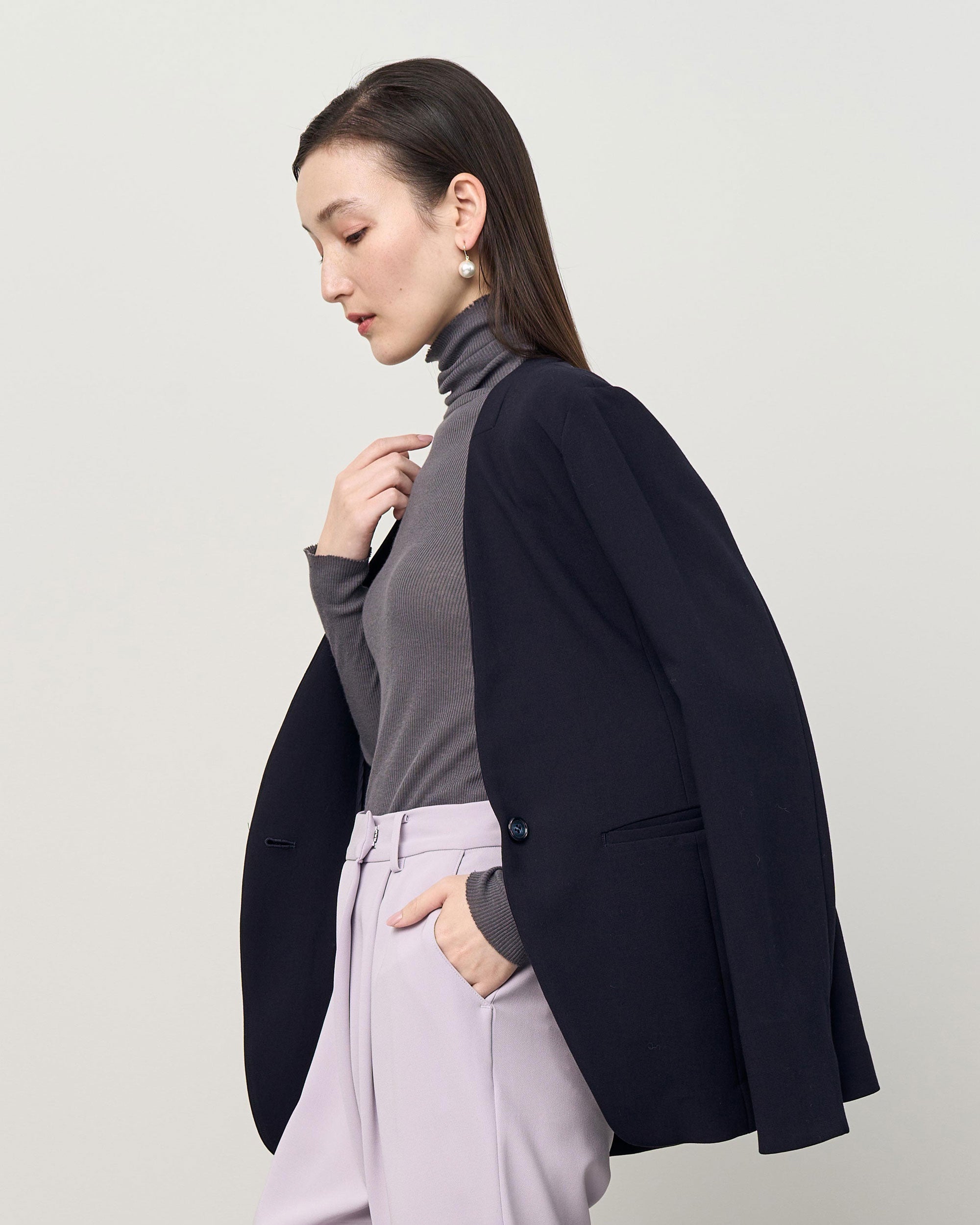 ウールライクノーカラージャケット - SOÉJU online store｜上質な大人