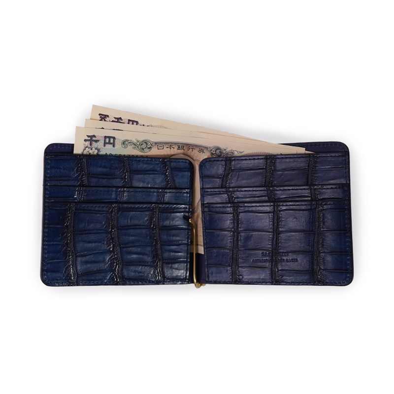 藍染め Crocodile - Money Clip -｜SLOW – スロウ 公式ECサイト | 革製