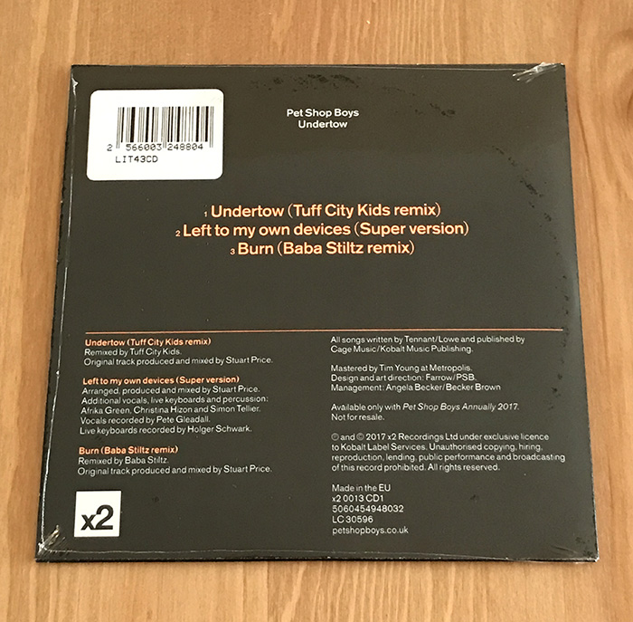 Pet Shop Boys Annually 2017 with Undertow Promo CD – TechBeach