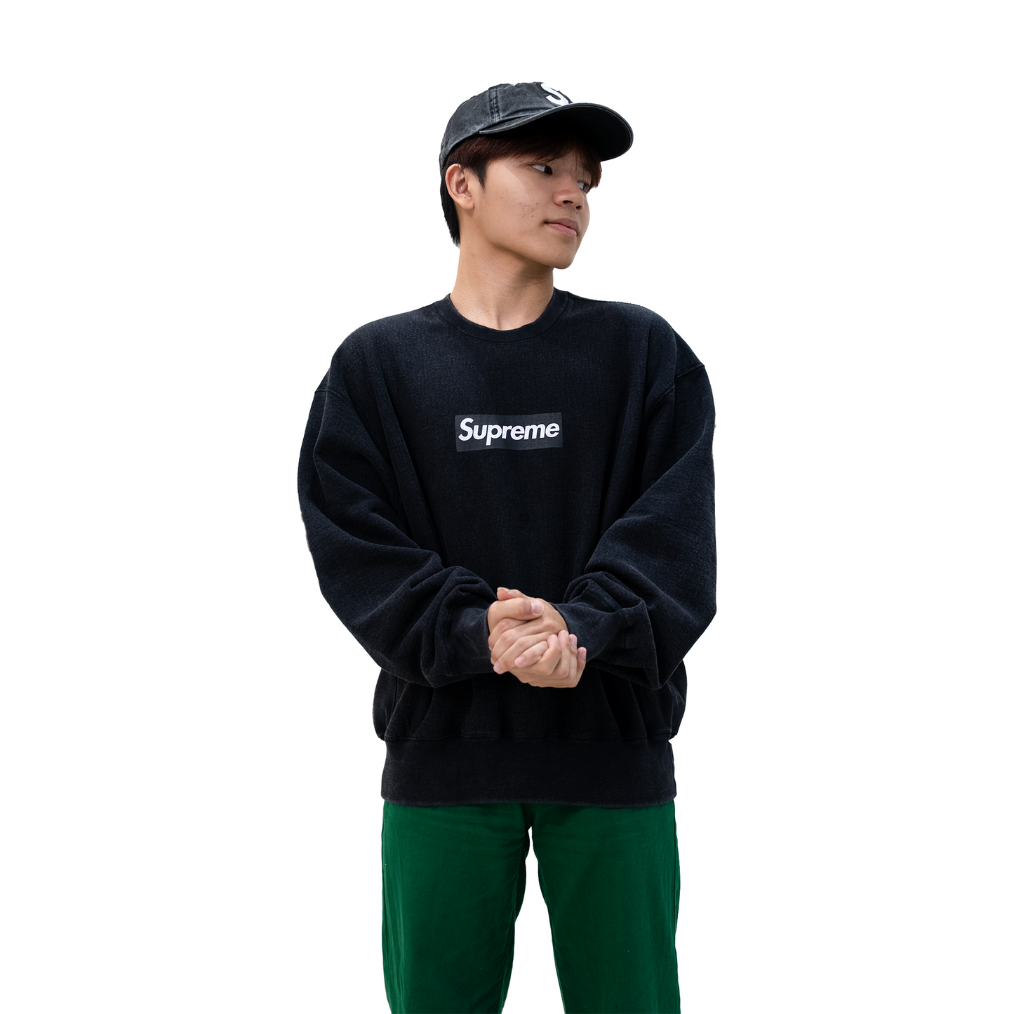 Supreme Washed Box Logo Crewneck Black (SS25) – STEALPLUG KL