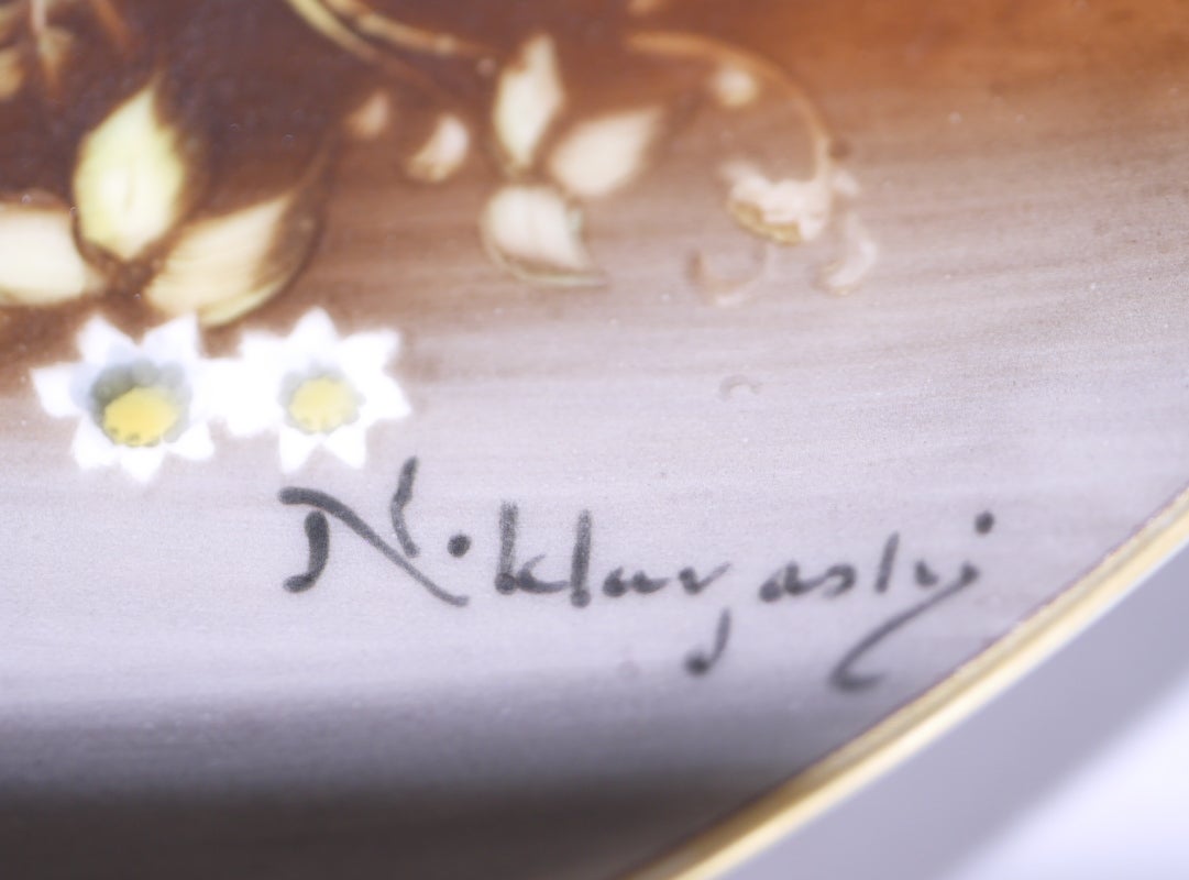 オールドノリタケ￼ 帆船 林直三筆 飾皿 やじろべ印(高級品) 1912〜40