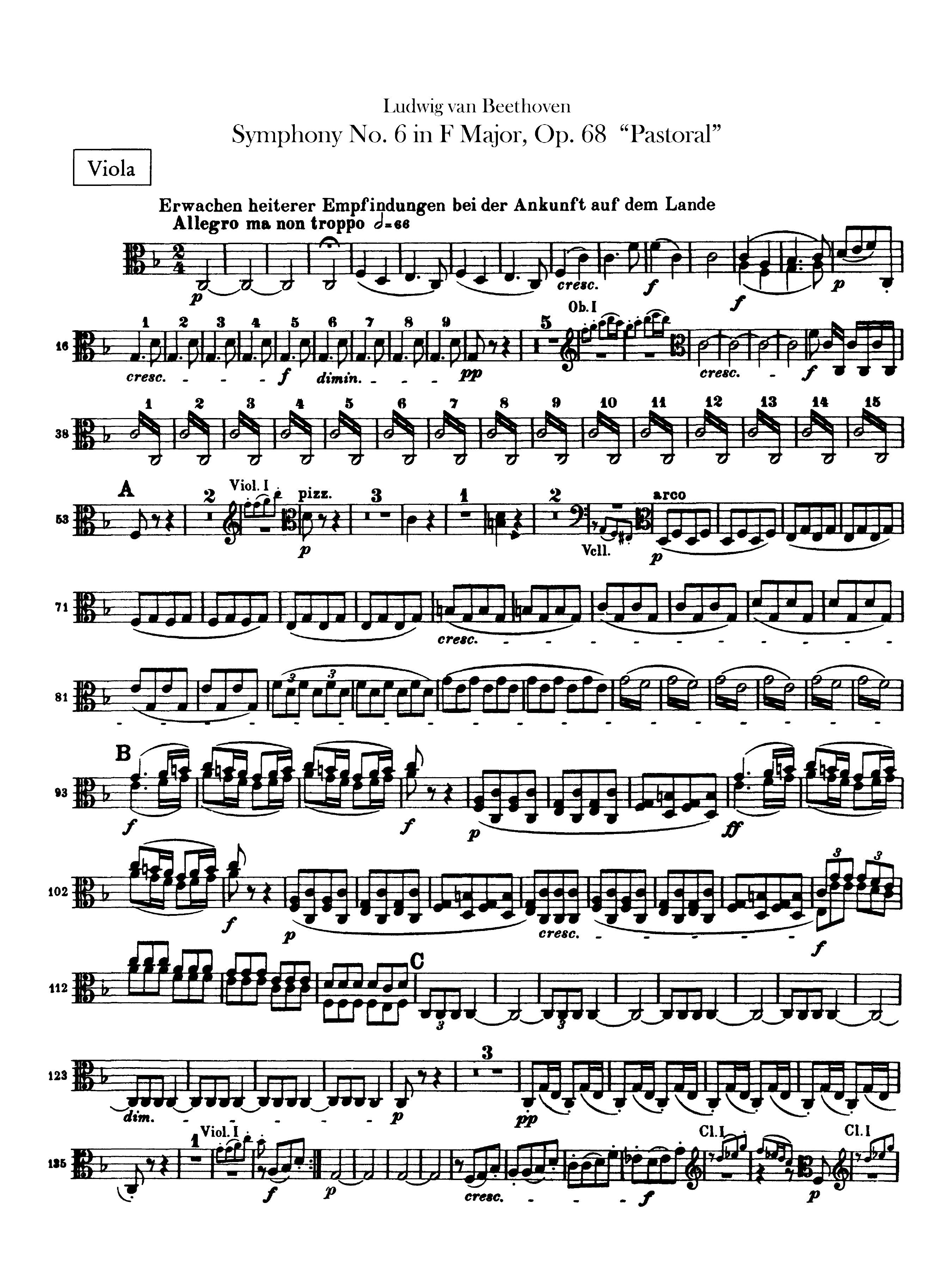 楽譜 ベートーヴェン 交響曲第6番 田園 オーケストラ用全パート譜