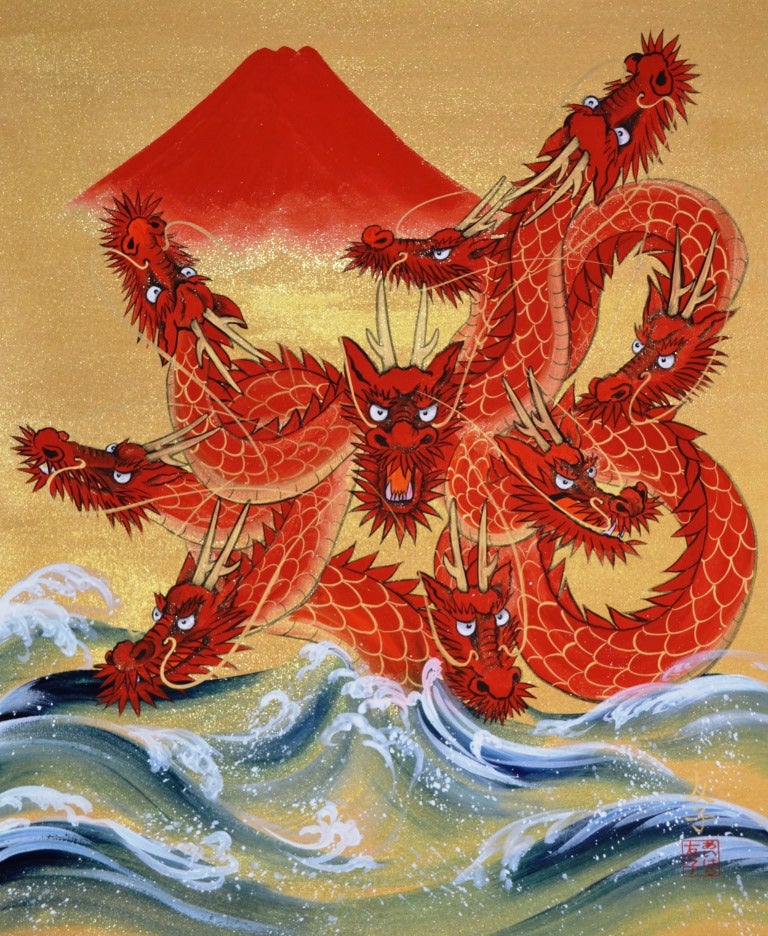 あいはら友子 赤富士と二頭の神馬 神の使い お値下げ あいはら友子 赤