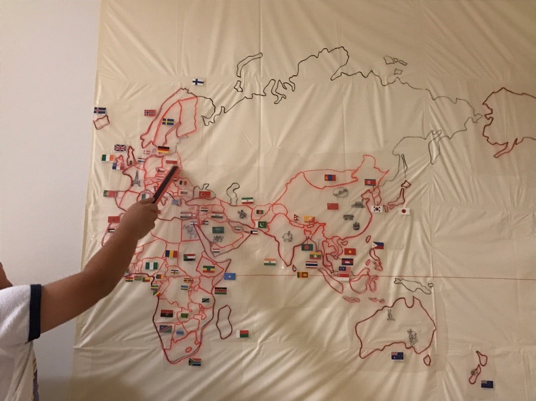 完成！手作り＊巨大世界地図マット | 38の育児日記｜塾なし3きょう