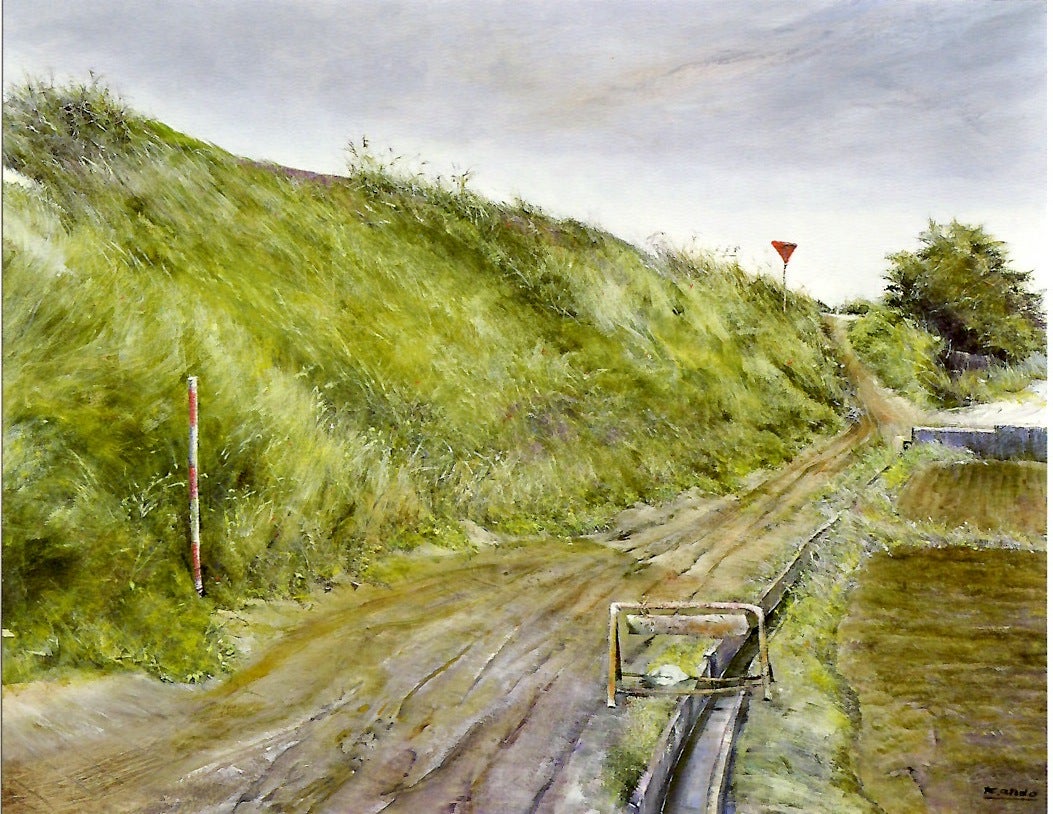 名古屋の画家浅見香城の風景画紙本日本画(まくり）全8枚売り、本物