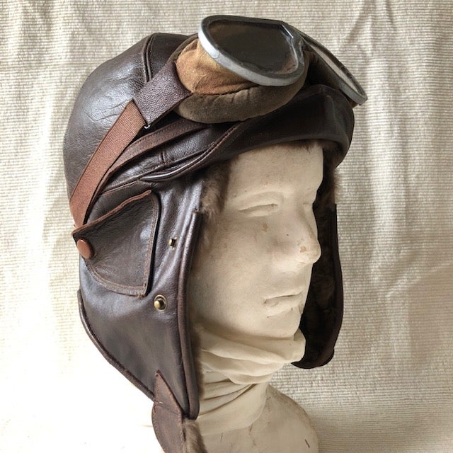 日本海軍初期前期型冬用飛行帽と航空眼鏡乙 | 軍装 製作 赤とんぼの