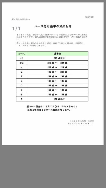SAPIX 6年 テスト 最新版 コース基準表付き SAPIX 5年生 新6年生