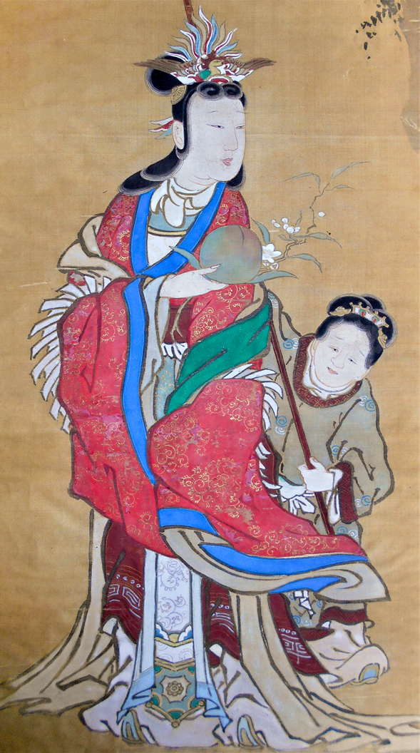 江戸時代 肉筆画 西王母 中国の女神 | もさくの浮世絵はじめました。