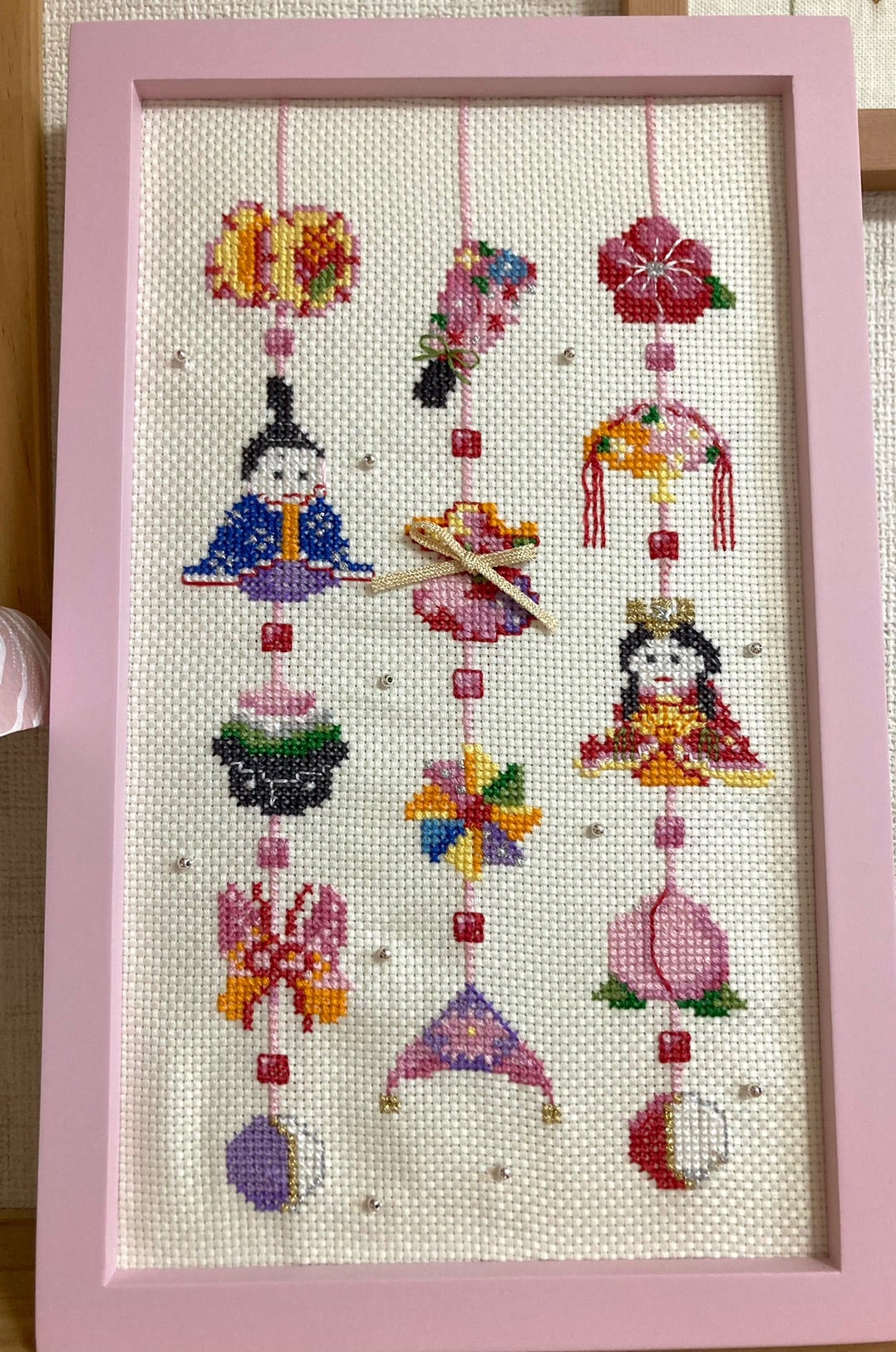 ホビーラホビーレクロスステッチ完成品お雛様フレーム付き 再値下げ