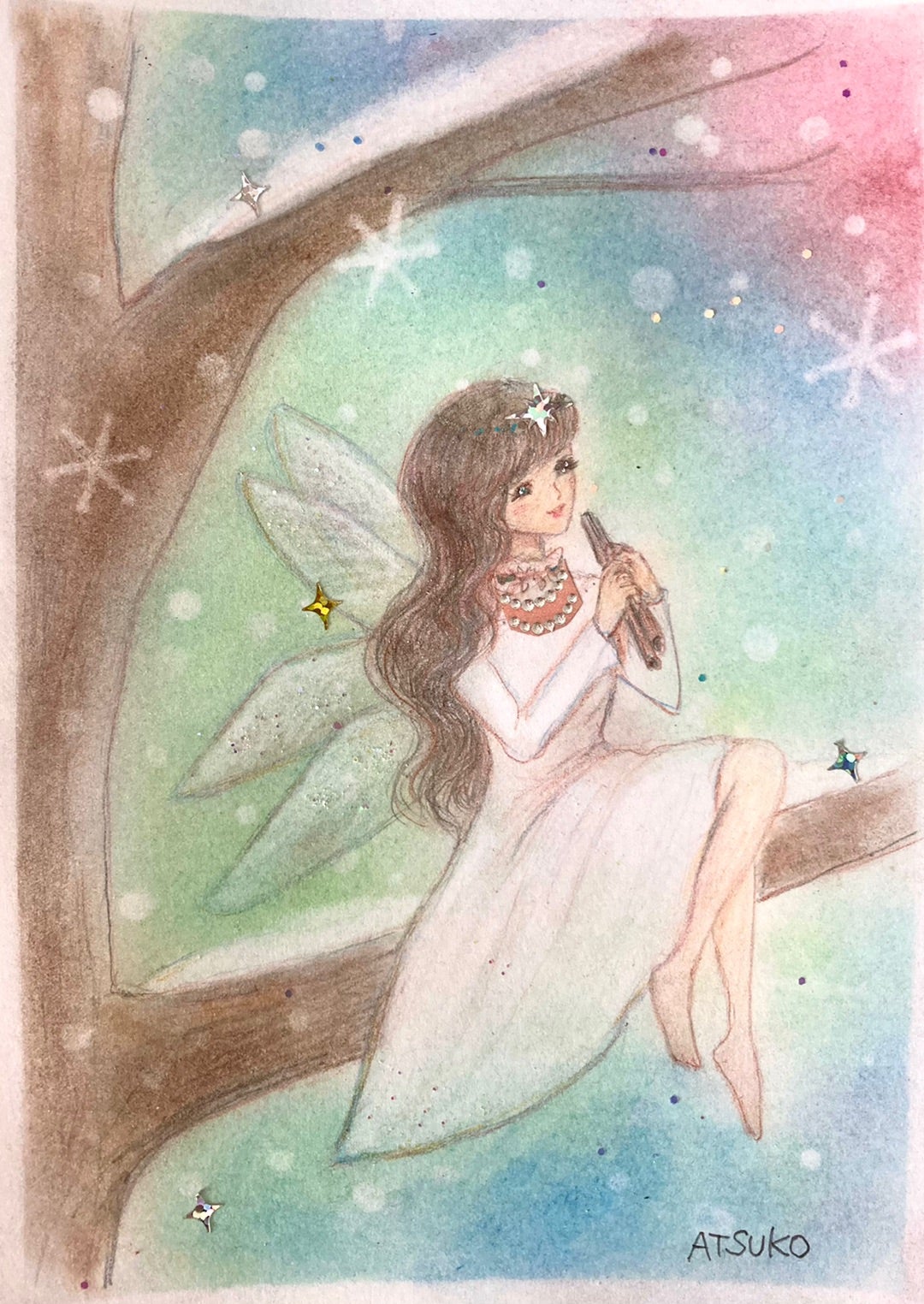雪の妖精 イラストメッセージ | 八雲町 パステル カラーセラピー