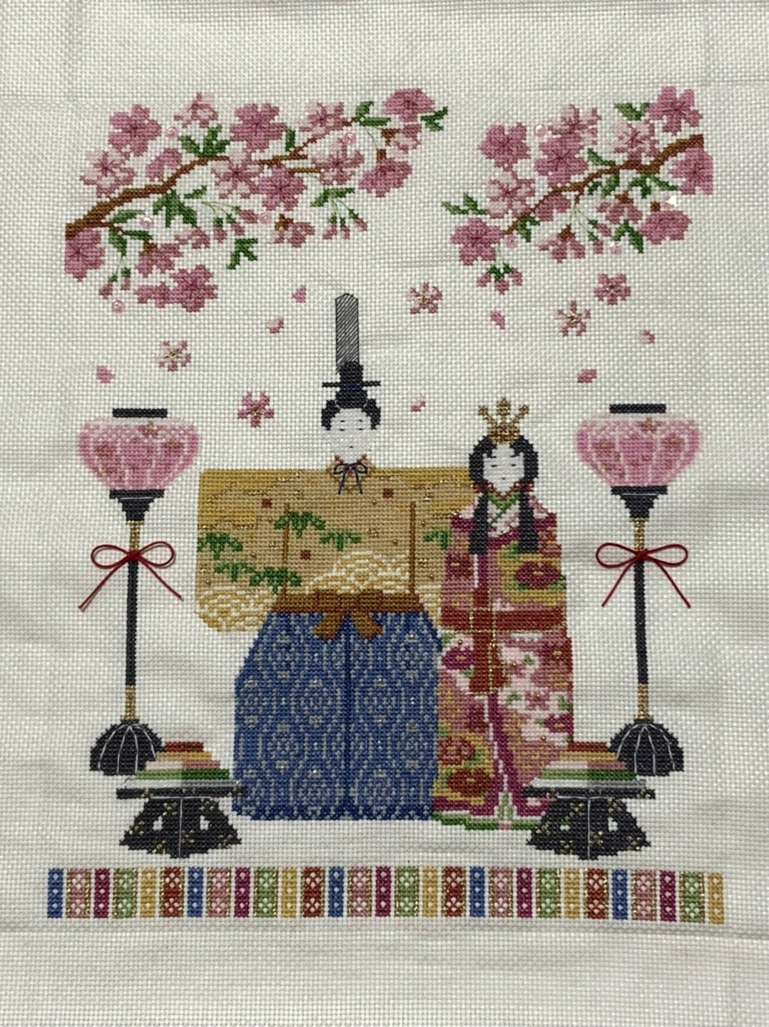 ホビーラホビーレクロスステッチ完成品お雛様フレーム付き 再値下げ