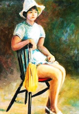 椅子に座る少女 (洋画 / 油彩画) 川井 啓寿 | 楽描庵のブログ