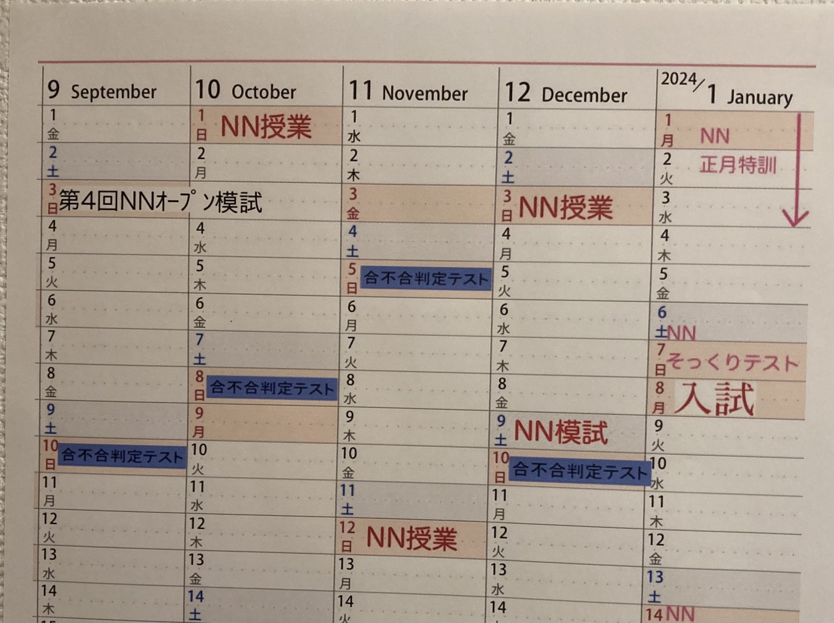 令和8年NN桜蔭正月特訓 算数4理科4国語2 合計10セット NN 令和8年