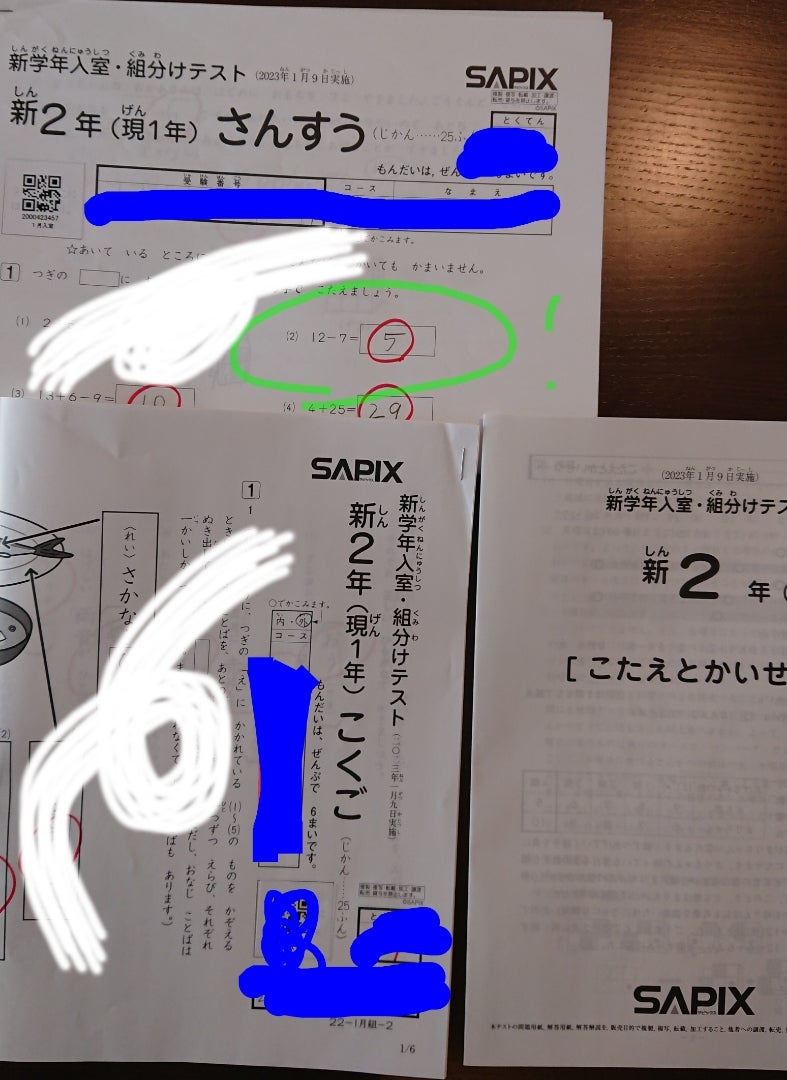 SAPIX 1月入室・組分けテスト 郵送の中身 | 子供との日常と学習の記録
