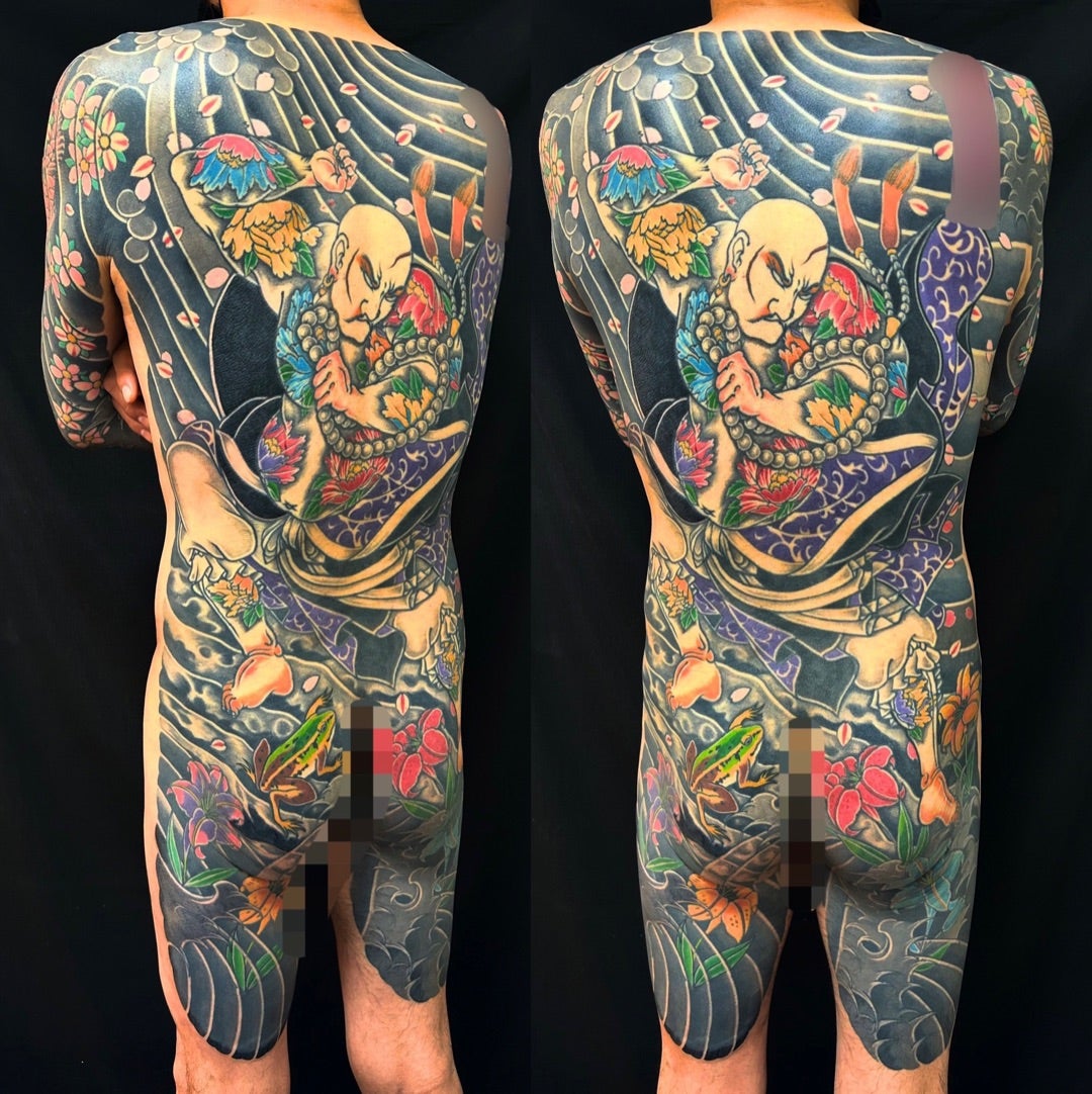 日本伝統刺青【水滸伝 花和尚 魯智深・額彫り】 | 神戸三宮のタトゥー