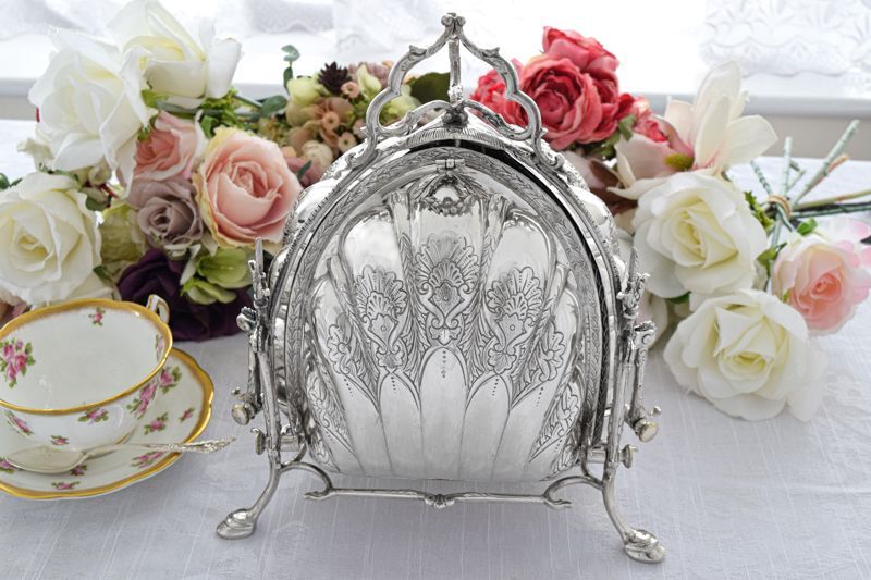 シルバープレート ヴィクトリアン 激レア 3面 ビスケット ウォーマー