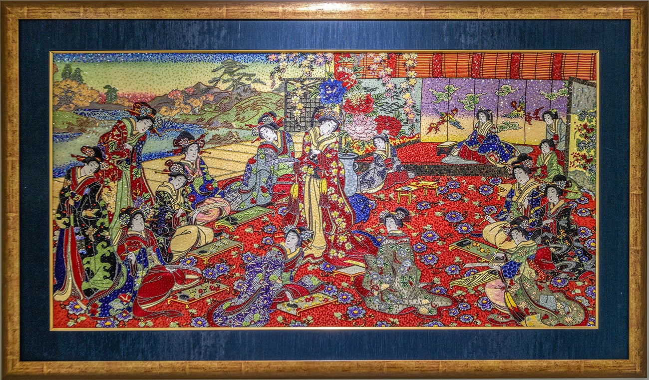 真作/藤井松山/秋景筏下り図/山水図/秋景山水図/掛軸/名家伝来/AE-60