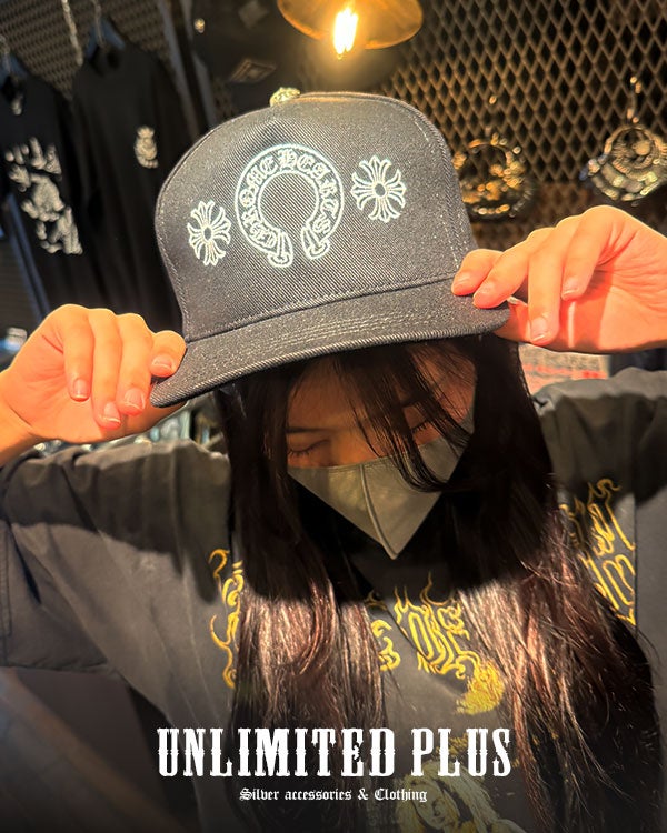 クロムハーツ ベースボールキャップ デニム + ホースシュー + ブラック