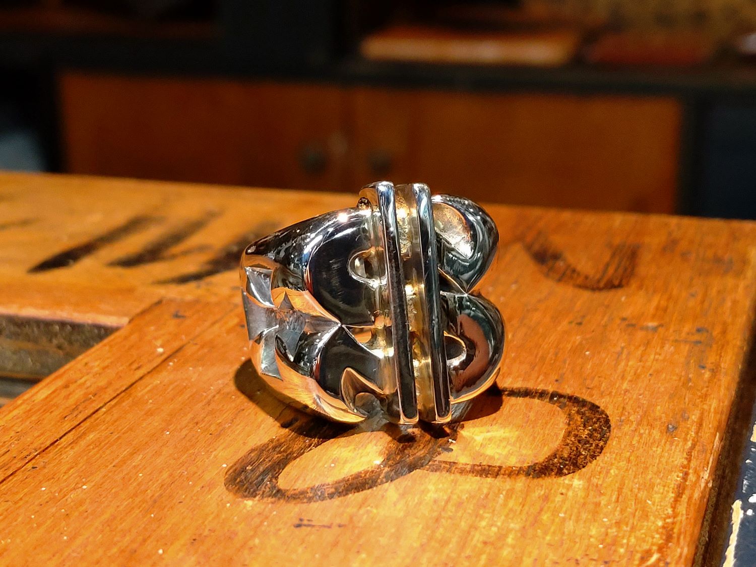 BWL / Custom $ Doller Sign Ring w/Gold Overlay | BILL WALL LEATHER