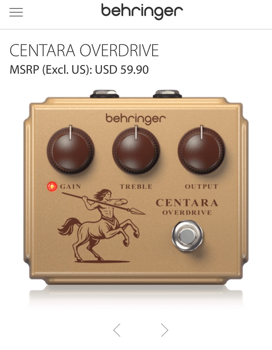 BEHRINGER CENTAUR の在庫が復活（サウンドハウス） | ギターいじりは