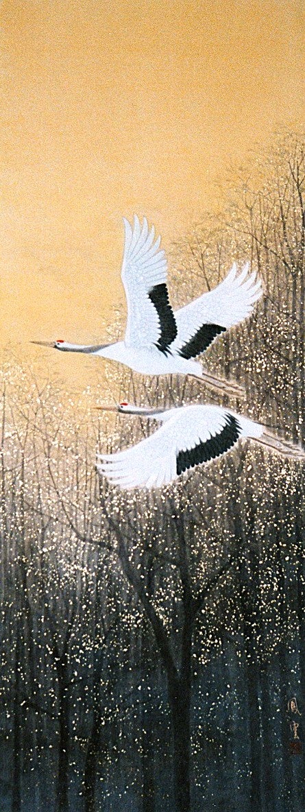 双鶴飛翔図 (日本画 / 掛軸) 岡 鳳雲 | 楽描庵のブログ