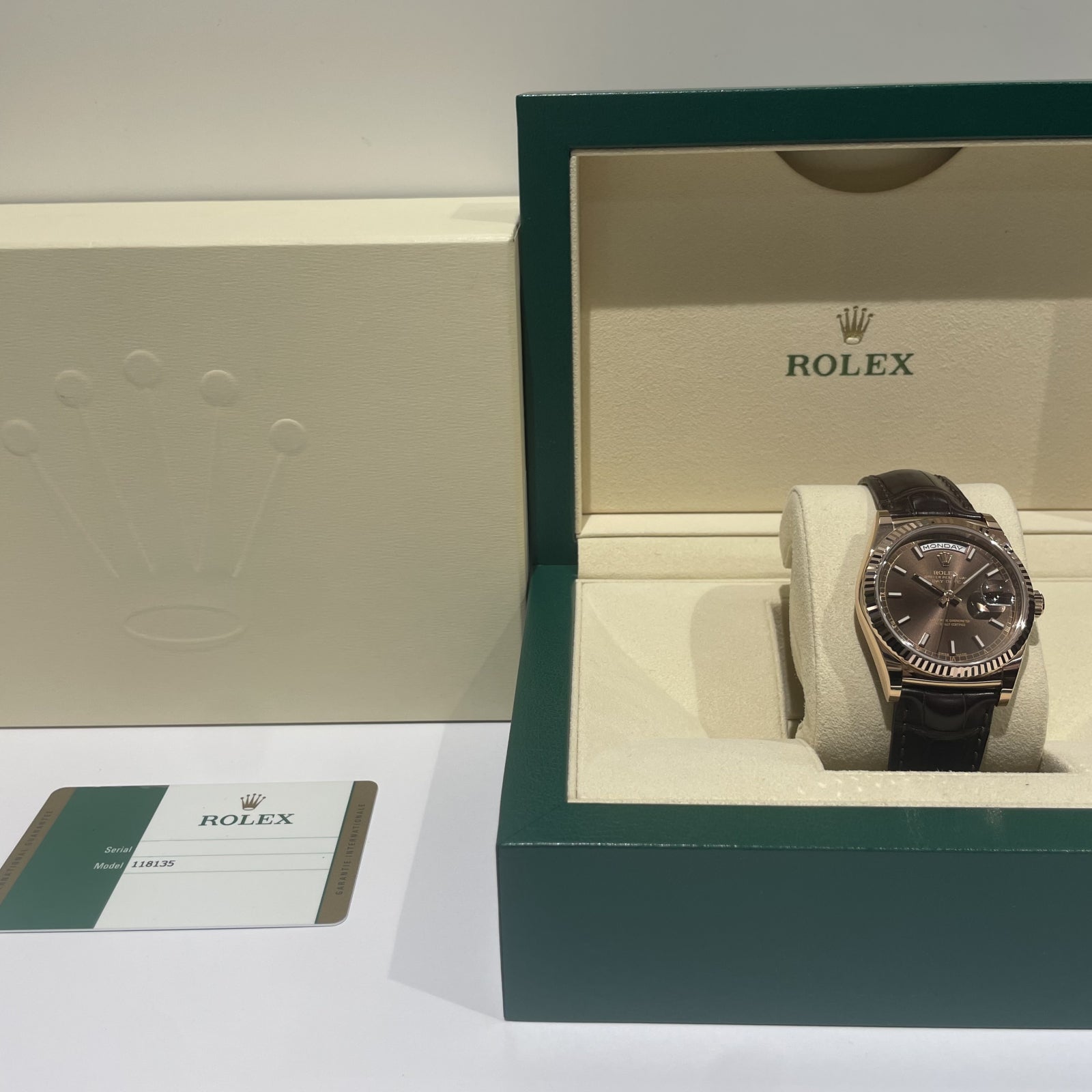 ロレックス デイデイト36 Ref.118135 チョコレート文字盤が入荷致し